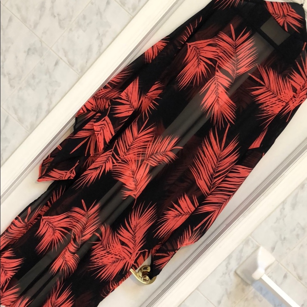 CORAL & BLACK KIMONO / CARDIGAN - Picture 7 of 8